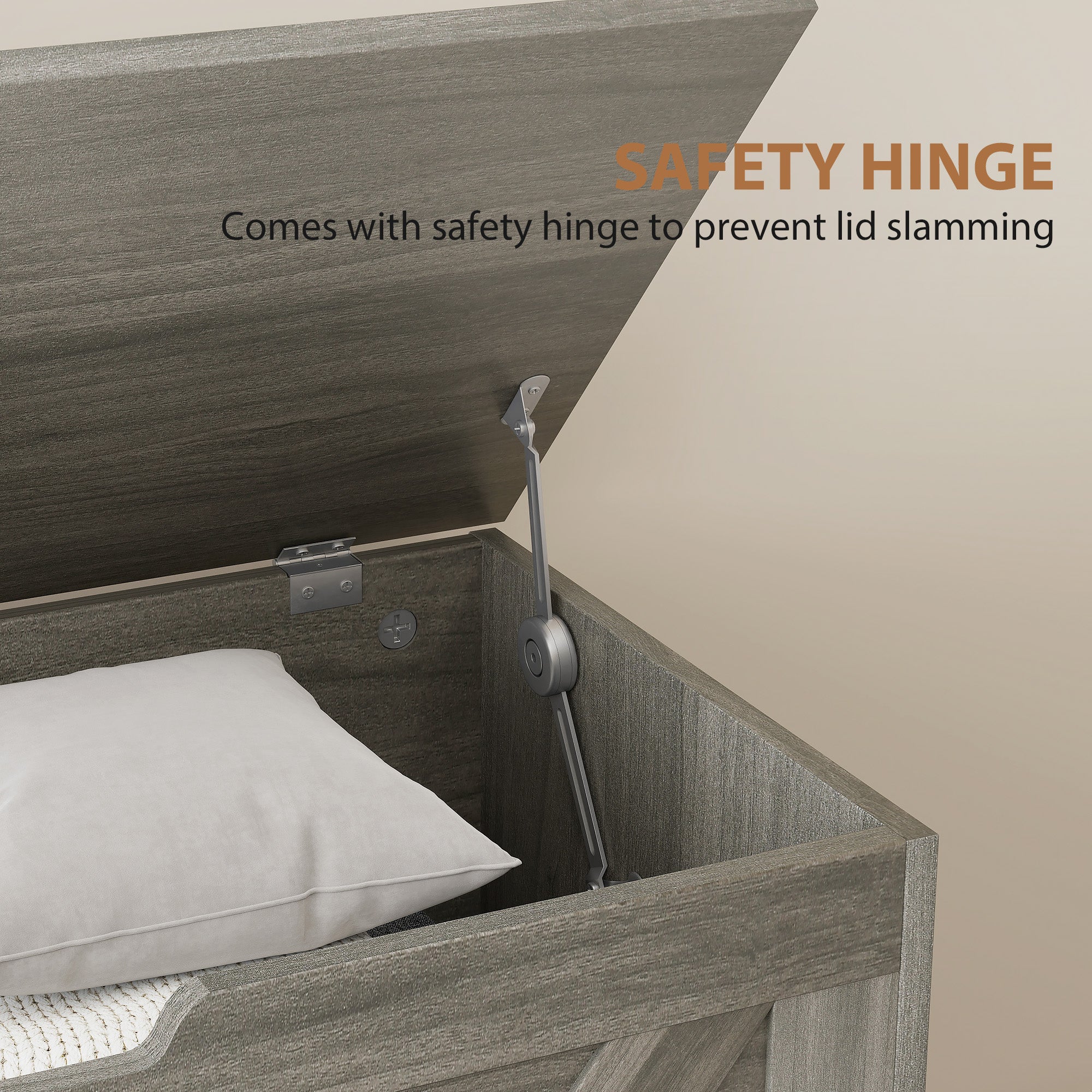 Kozy - 100L Home Storage Box, with Safety Hinges - Charcoal Grey