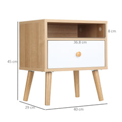 Kozy Bedside Table, Bedside Cabinet with Drawer and Shelf, Modern Nightstand, End Table for Living Room, Bedroom, Natural