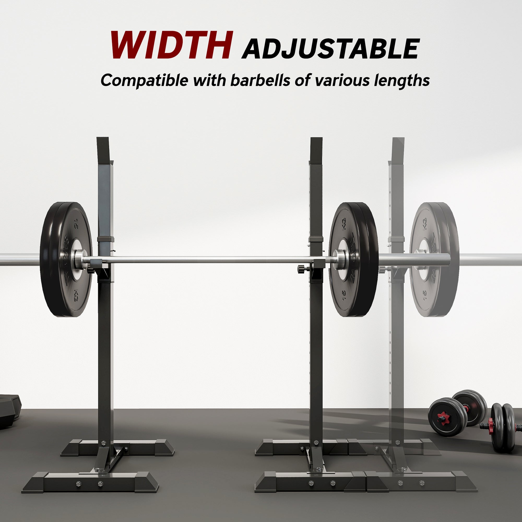 Kozy Adjustable Squat Rack, Weight Strength Training Bench Press Rack Weight Bench Supporter for Home Gym Exercise, Max Load 150kg, 124-154cm