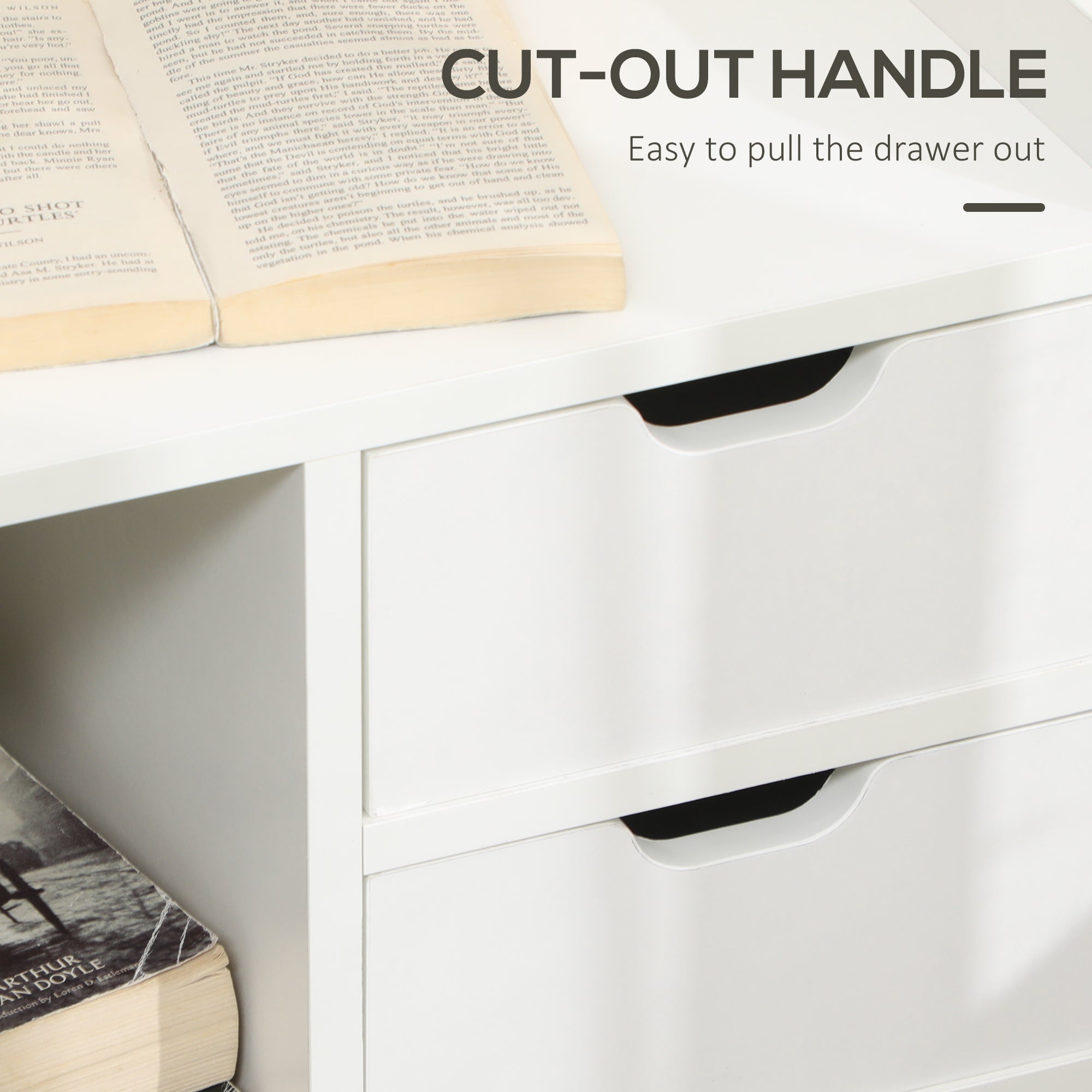 Kozy Bedside Table, Small Bedside Cabinet with 2 Drawers and Storage Shelves, Modern Nightstand for Bedroom, White