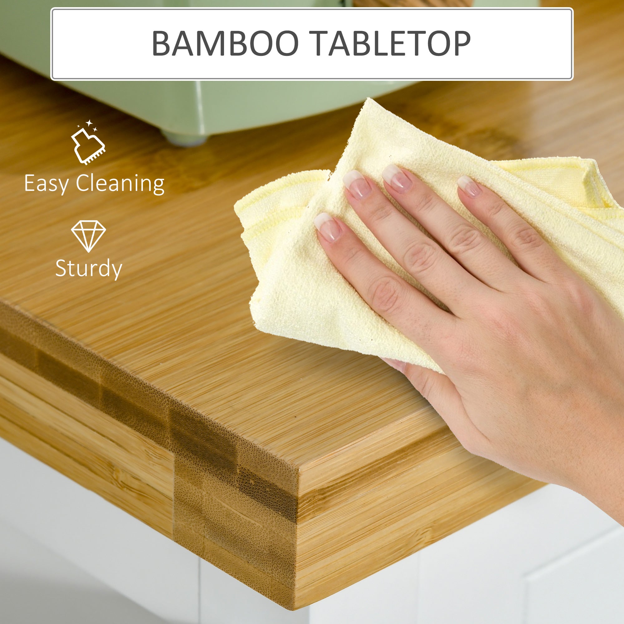 Kozy Kitchen Cart Storage Trolley Wooden Cabinet with Drawer Cupboard Towel Rail White