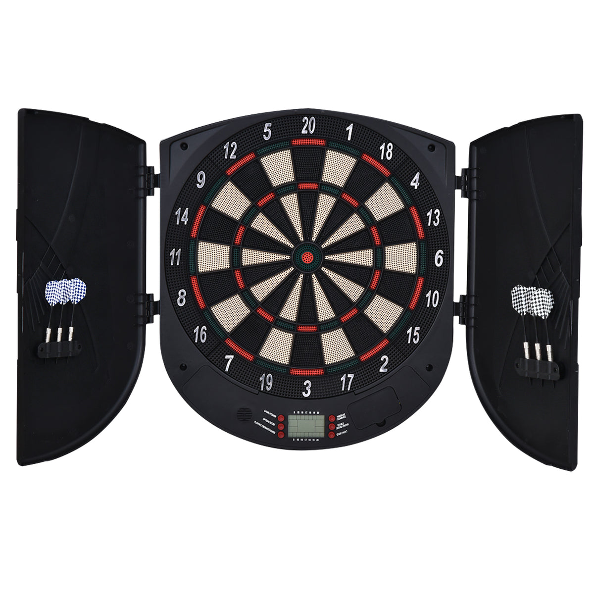 Kozy  Electronic Dartboard Set 26 Games and 185 Variations with 6 Darts and Cabinet to Stroage Multi-Game Option Ready-to-Play