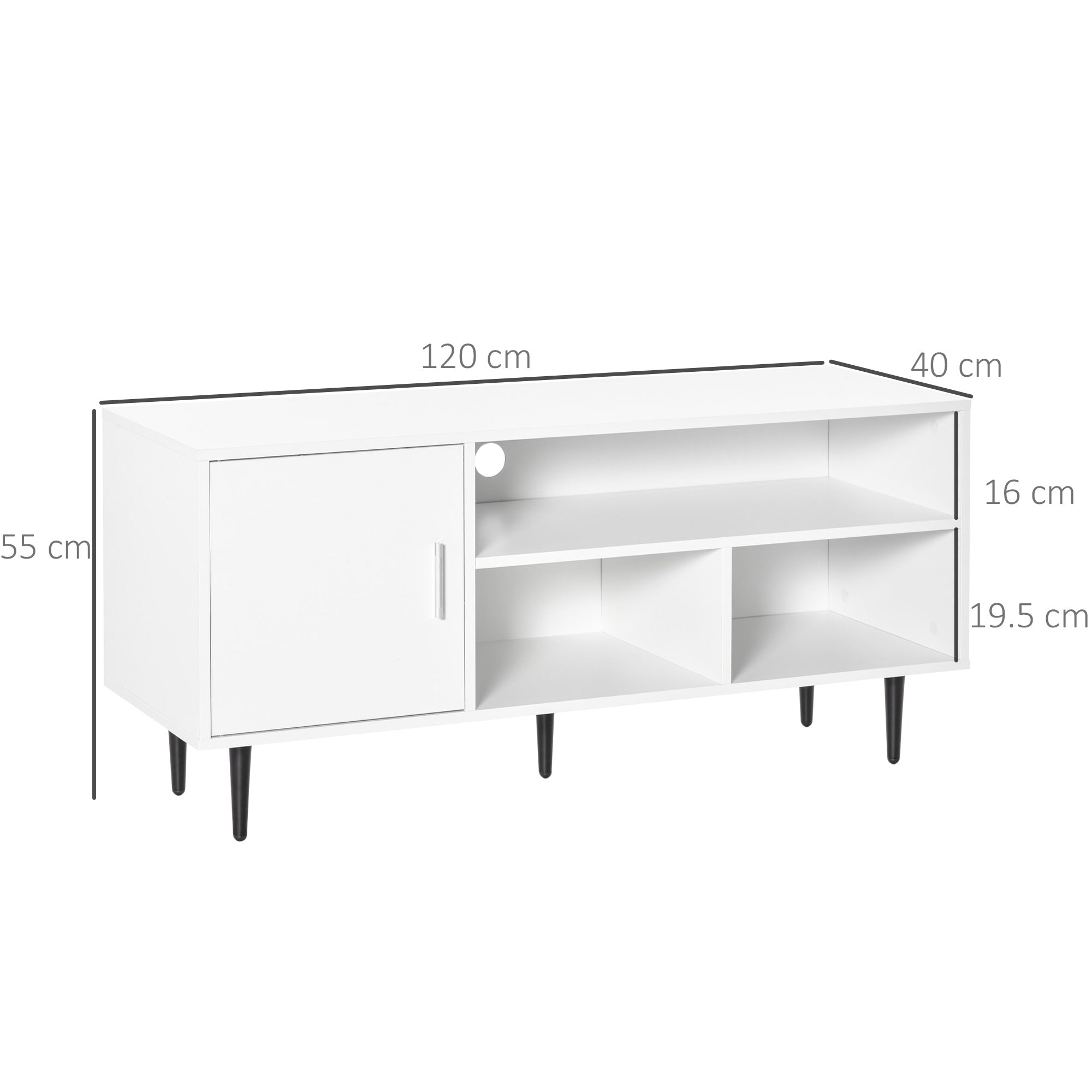 Kozy TV Stand Cabinet for TVs up to 60 Inches - White