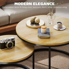 Kozy - Set of Two Wood-Effect Stacking Tables - Natural