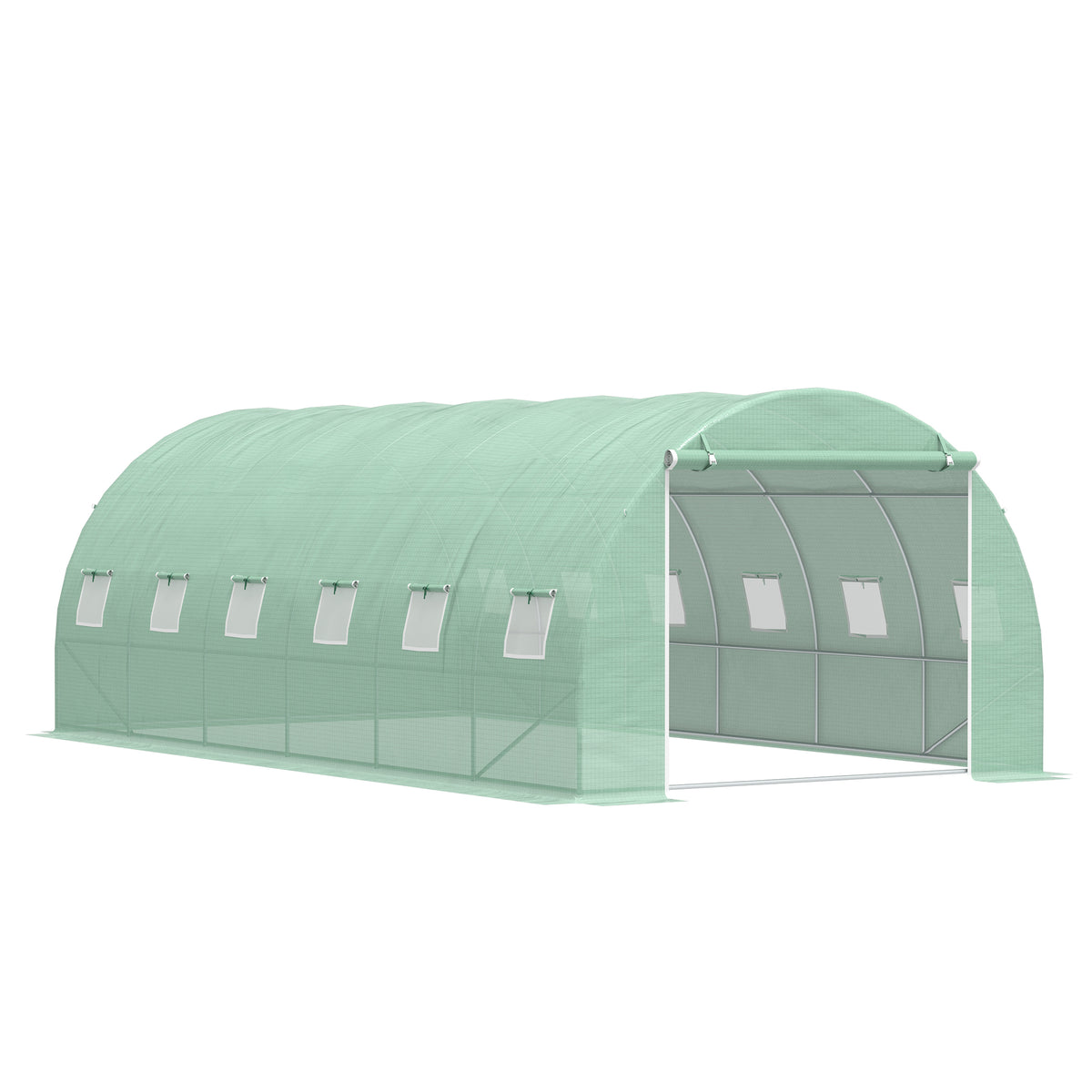 Kozy 6 x 3 x 2 m Polytunnel Greenhouse with Roll-up Door and 12 Mesh Windows, Walk-in Garden Tunnel Warm House Tent with UV-resistant PE Cover and Galvanised Steel Frame, Green