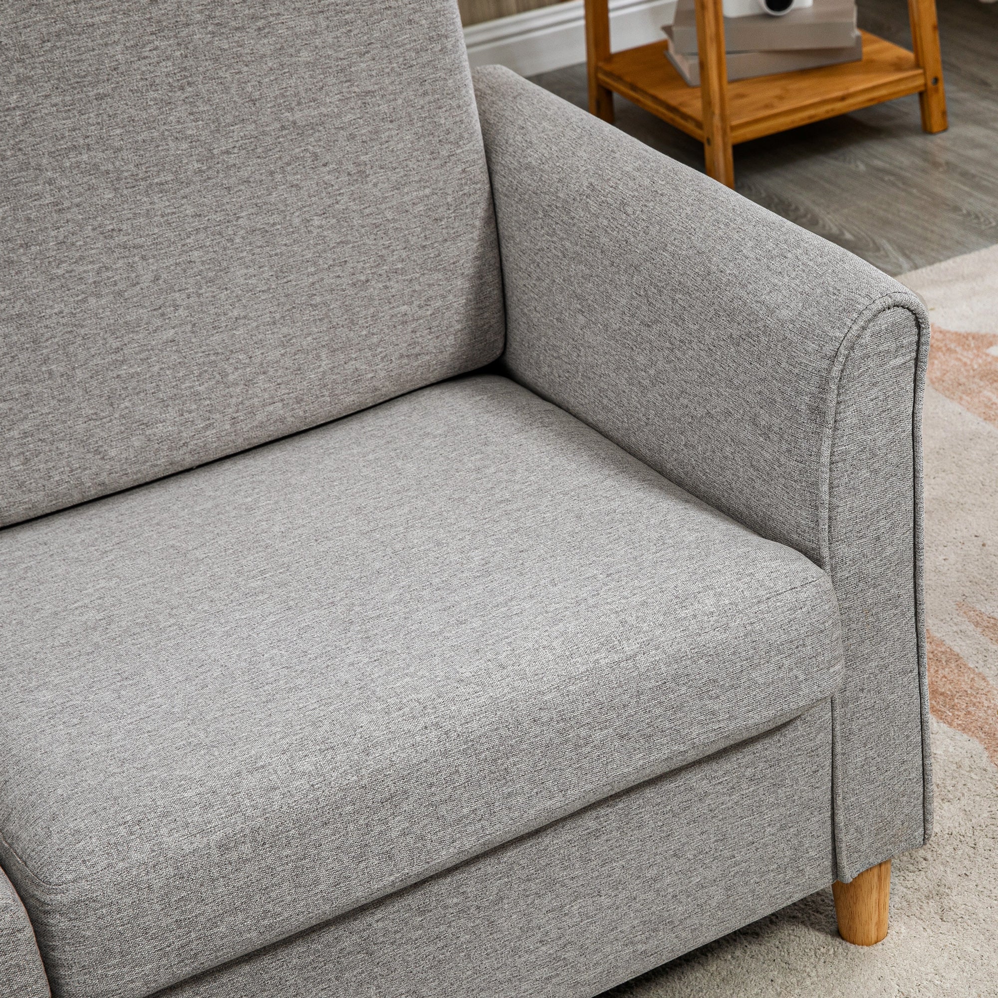HOMCOM Compact Loveseat Sofa, Modern 2 Seater Sofa for Living Room with Wood Legs and Armrests, Light Grey | Aosom UK