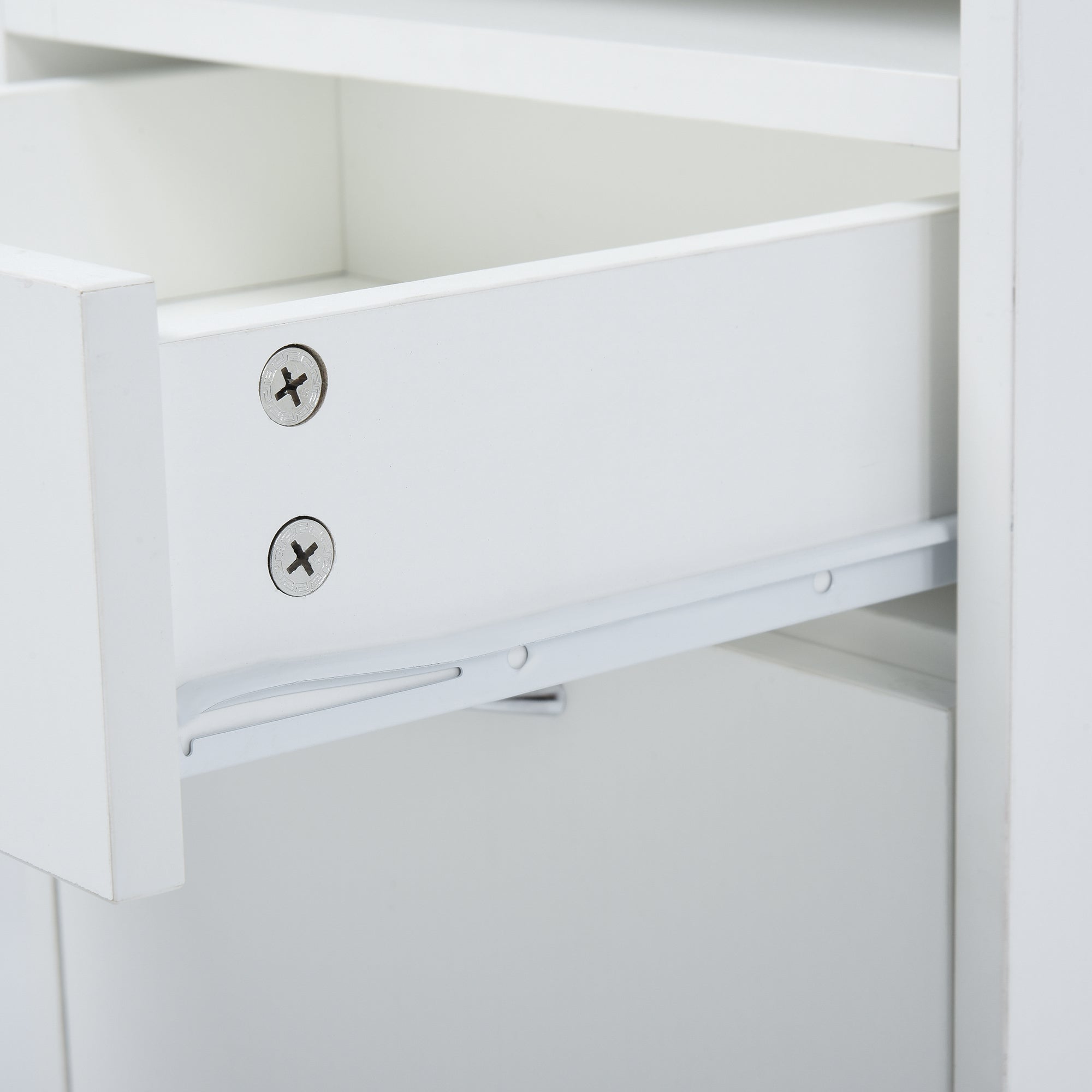 Kozy 60cm Filing Cabinet with Drawer, Open Shelf, Metal Handles and 4 Wheels, Office Home Organiser Mobile Printer, White