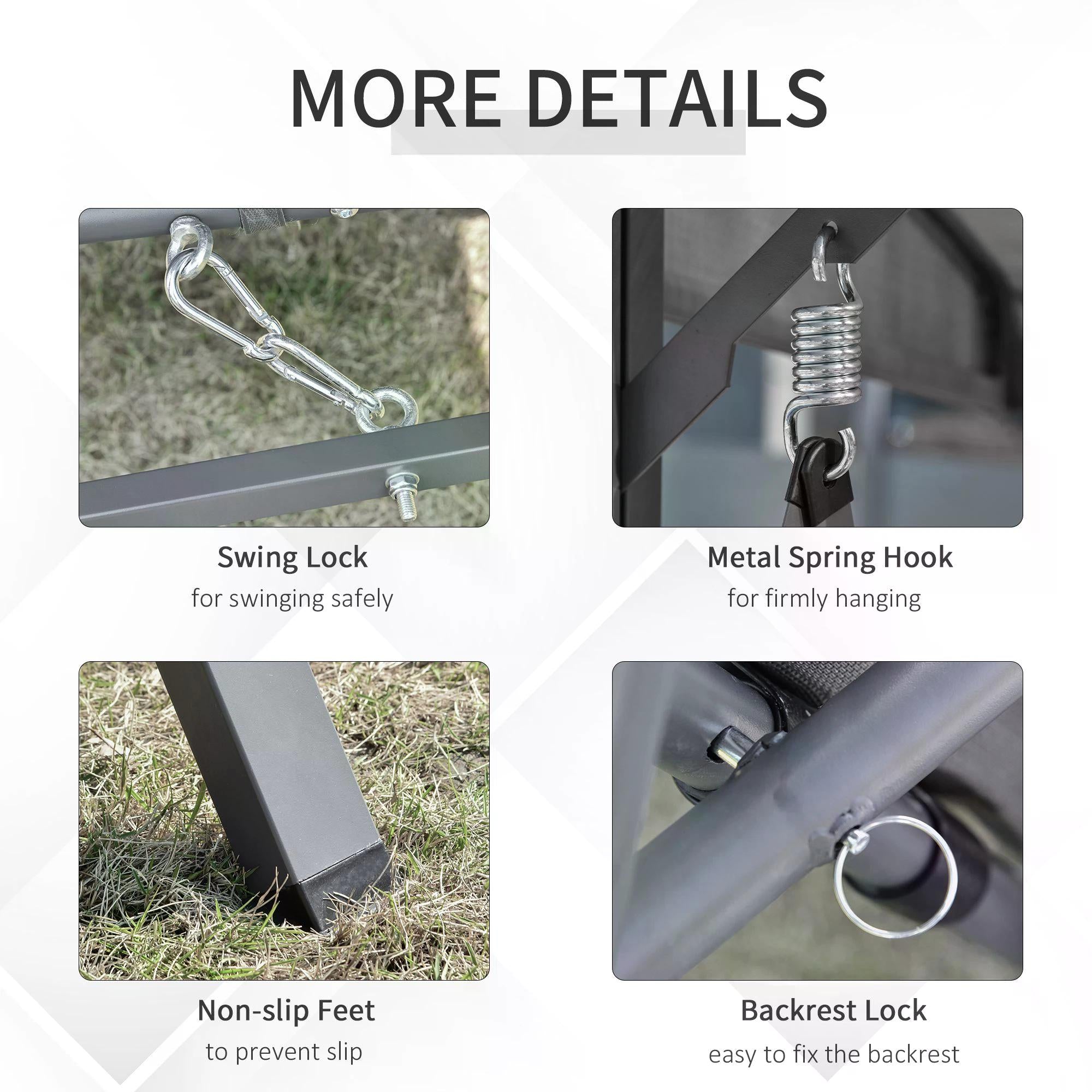 Kozy 2-in-1 Patio 3 Seater Swing Chair Hammock w/ Cushion Adjustable Canopy Garden