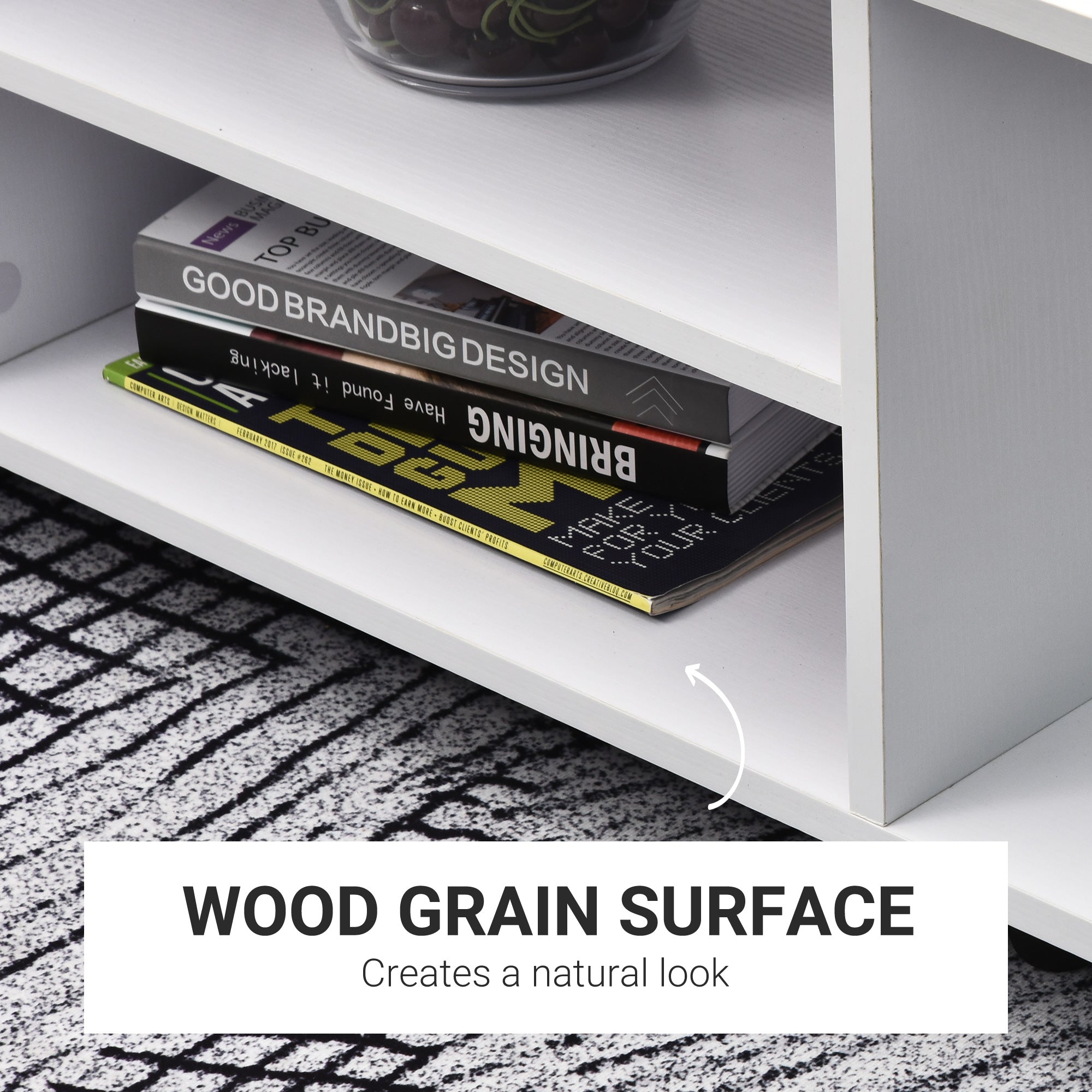 Kozy Modern TV Cabinet Stand Storage Shelves Table Mobile Bedroom Furniture Bookshelf Bookcase White