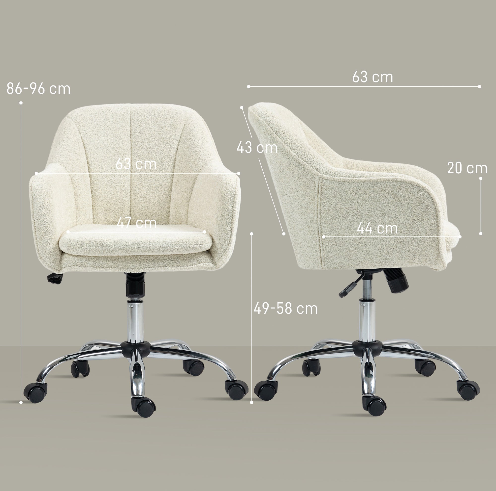 Kozy - Velvet-Feel Office Chair - Beige