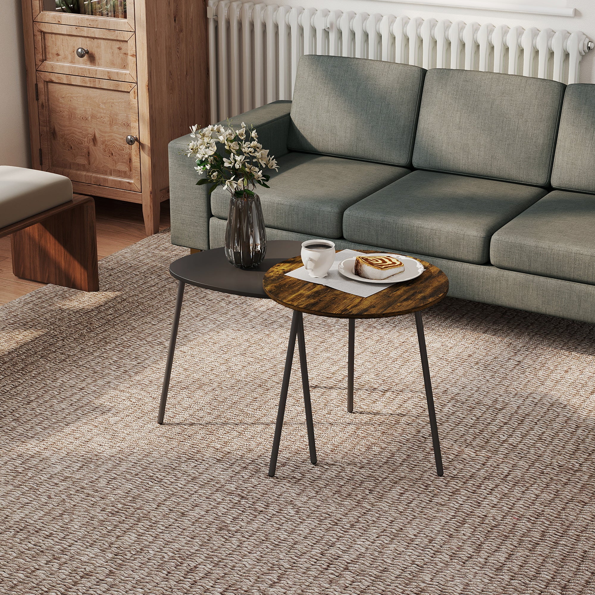 Kozy Nesting Side Table Set of 2 - Rustic Brown