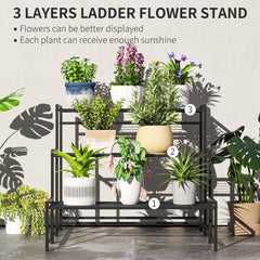 Kozy - Three-Tier Metal Plant Shelf - Black
