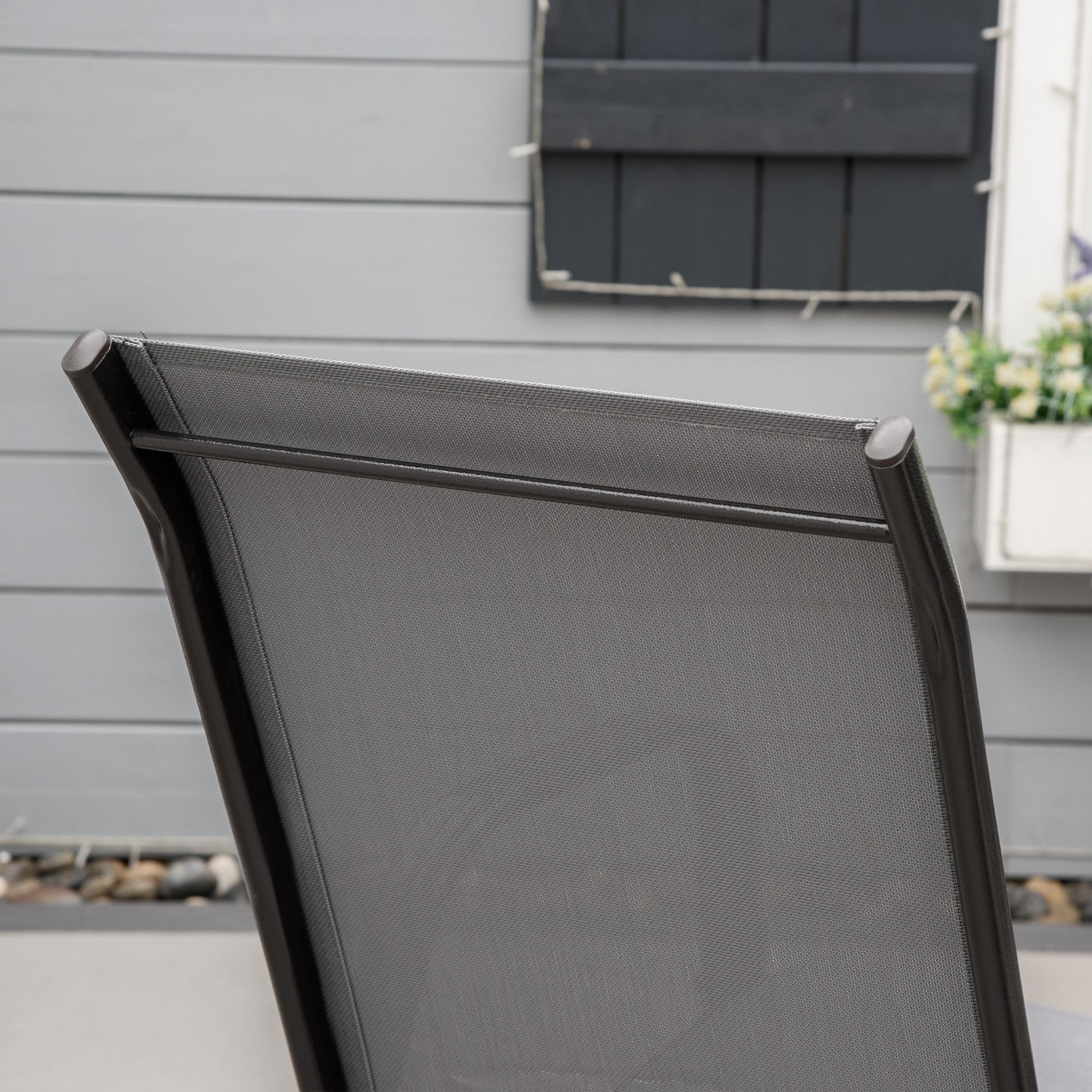 Kozy Set of Four Stackable Mesh Seat Chairs - Dark Grey