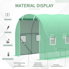 Kozy Walk-in Polytunnel Greenhouse, Outdoor Garden Tunnel Greenhouse Tent with Zipped Roll-Up Door and 8 Mesh Windows, 4 x 2M