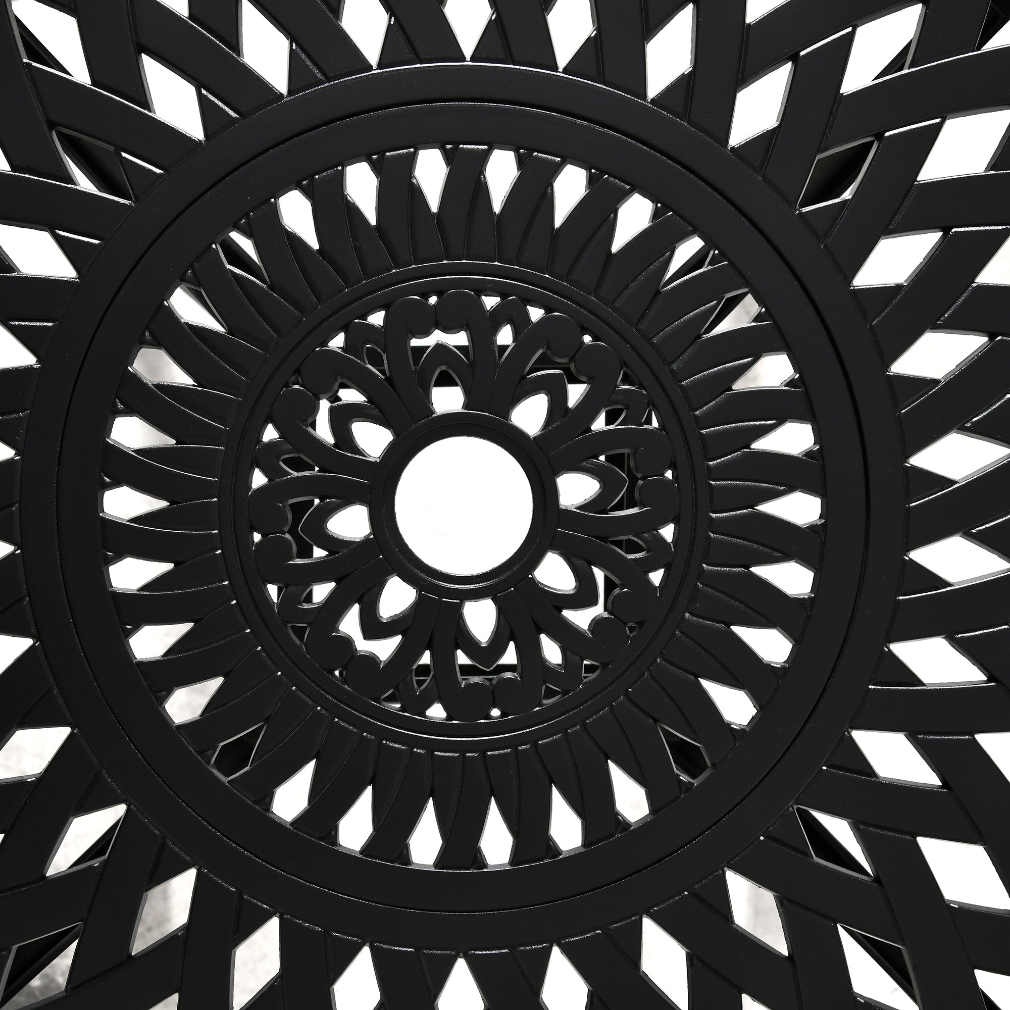 Kozy 78 cm Round Garden Dining Table with Parasol Hole Antique Cast Aluminium Outdoor Table Only, Black