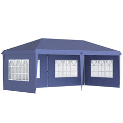 Outsunny 3 x 6m Pop Up Gazebo, Height Adjustable Marquee Party Tent with Sidewalls and Storage Bag, Blue | Aosom UK