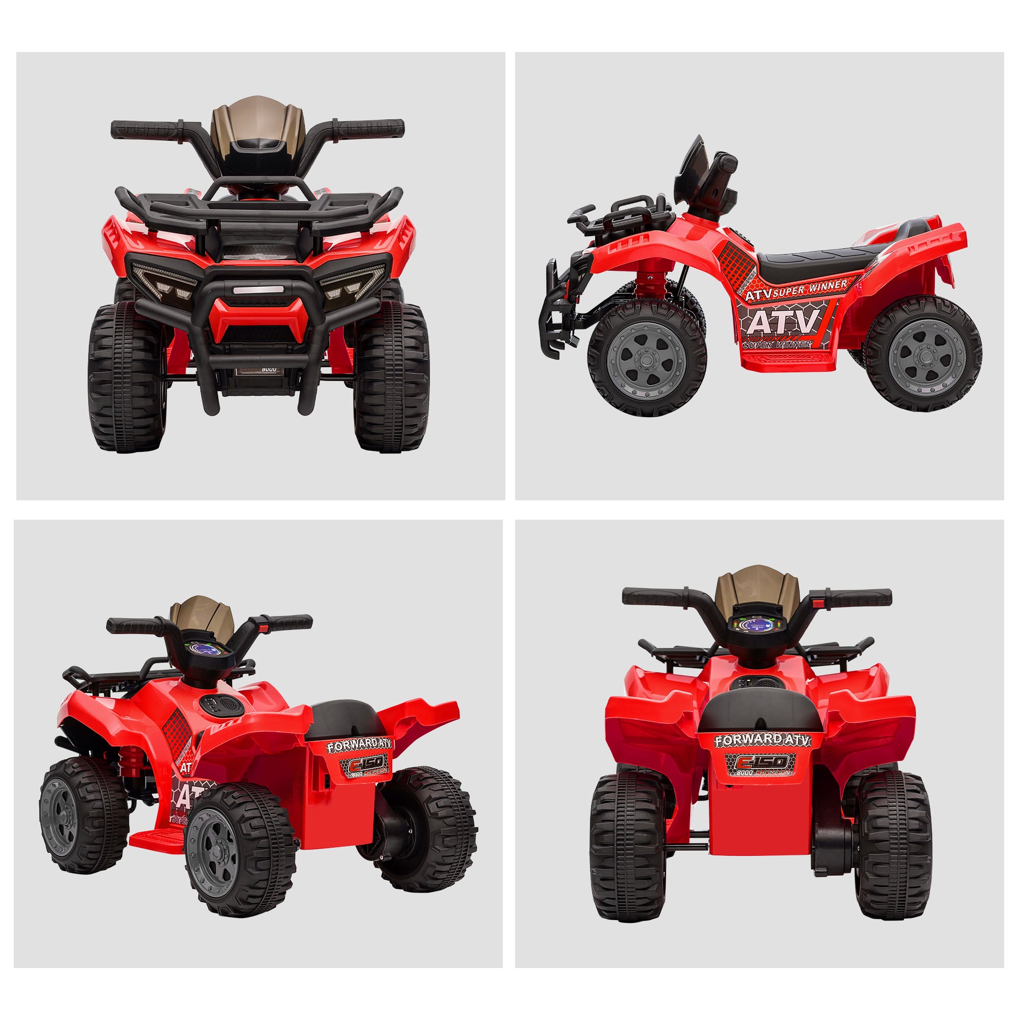Kozy 6V Kids Electric Ride on Car Toddlers Quad Bike All Terrain Vehicle Toy With Music for 18-36 months Red