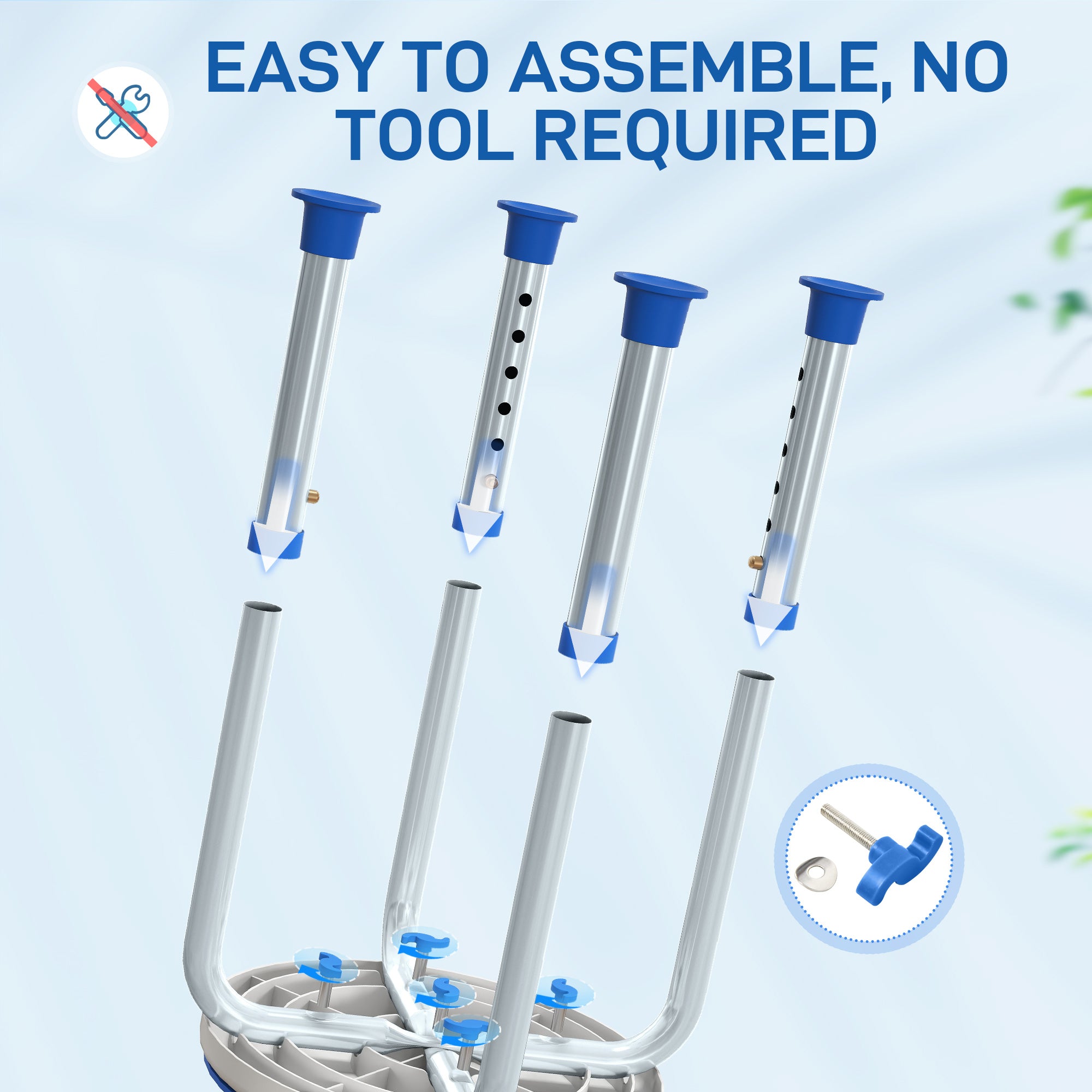 Kozy - 360° Swivel Shower Chair, Height Adjustable Aluminium Shower Stool with Non-Slip Feet for Disabled, Elderly, Blue