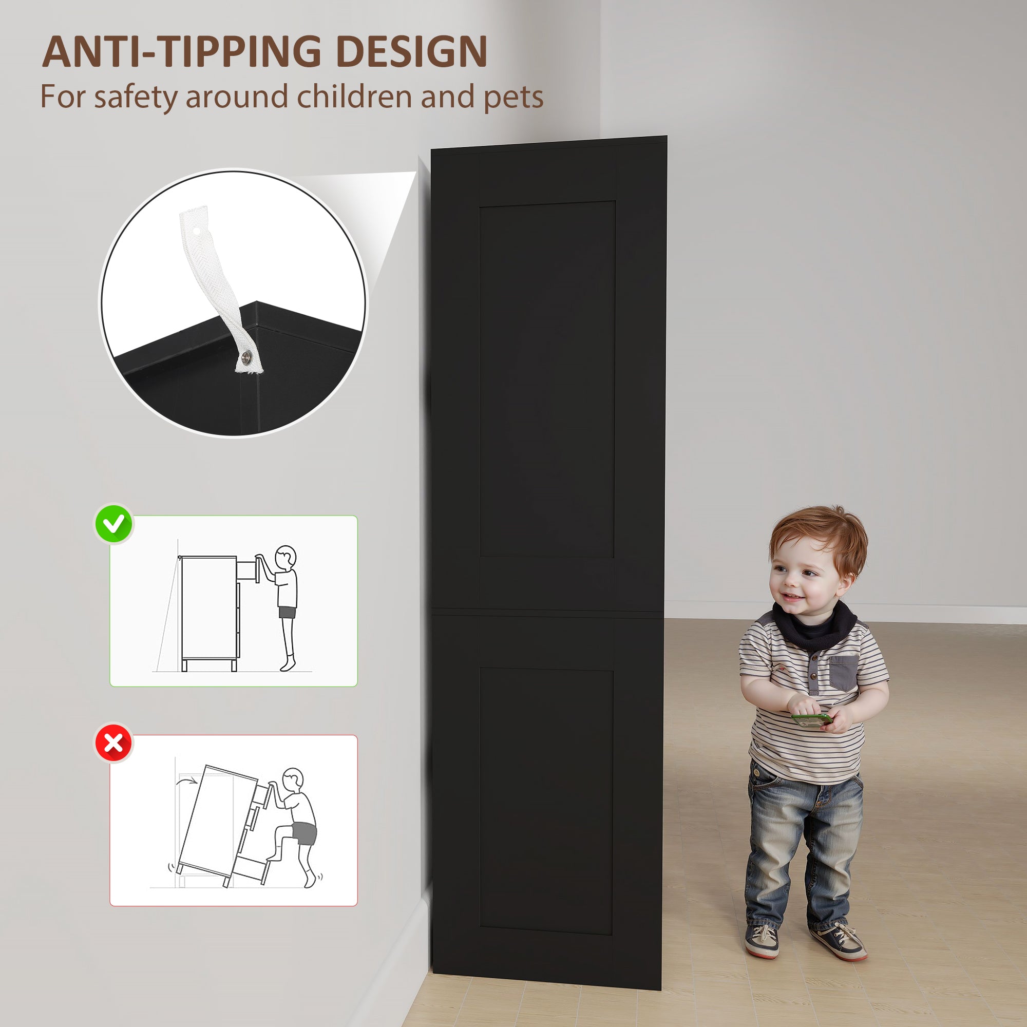 Two Door, Two Drawer Wardrobe - White/Brown