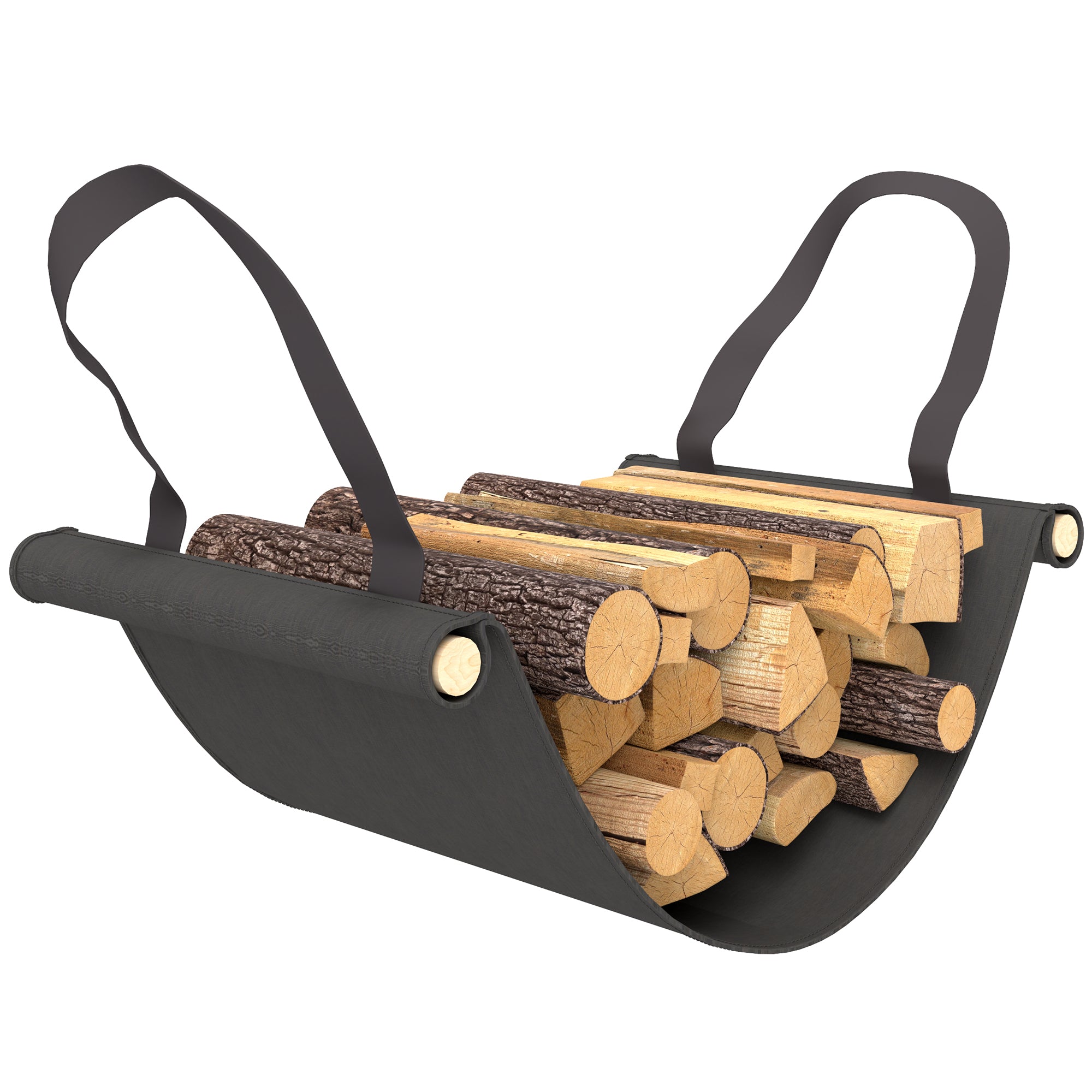 Kozy - 4FT Firewood Rack with Canvas Carrier Bag and 600D Oxford Waterproof Cover, Metal Log Store Indoors, Log Storage Rack Holder for Outdoor Indoor Fireplace, Black