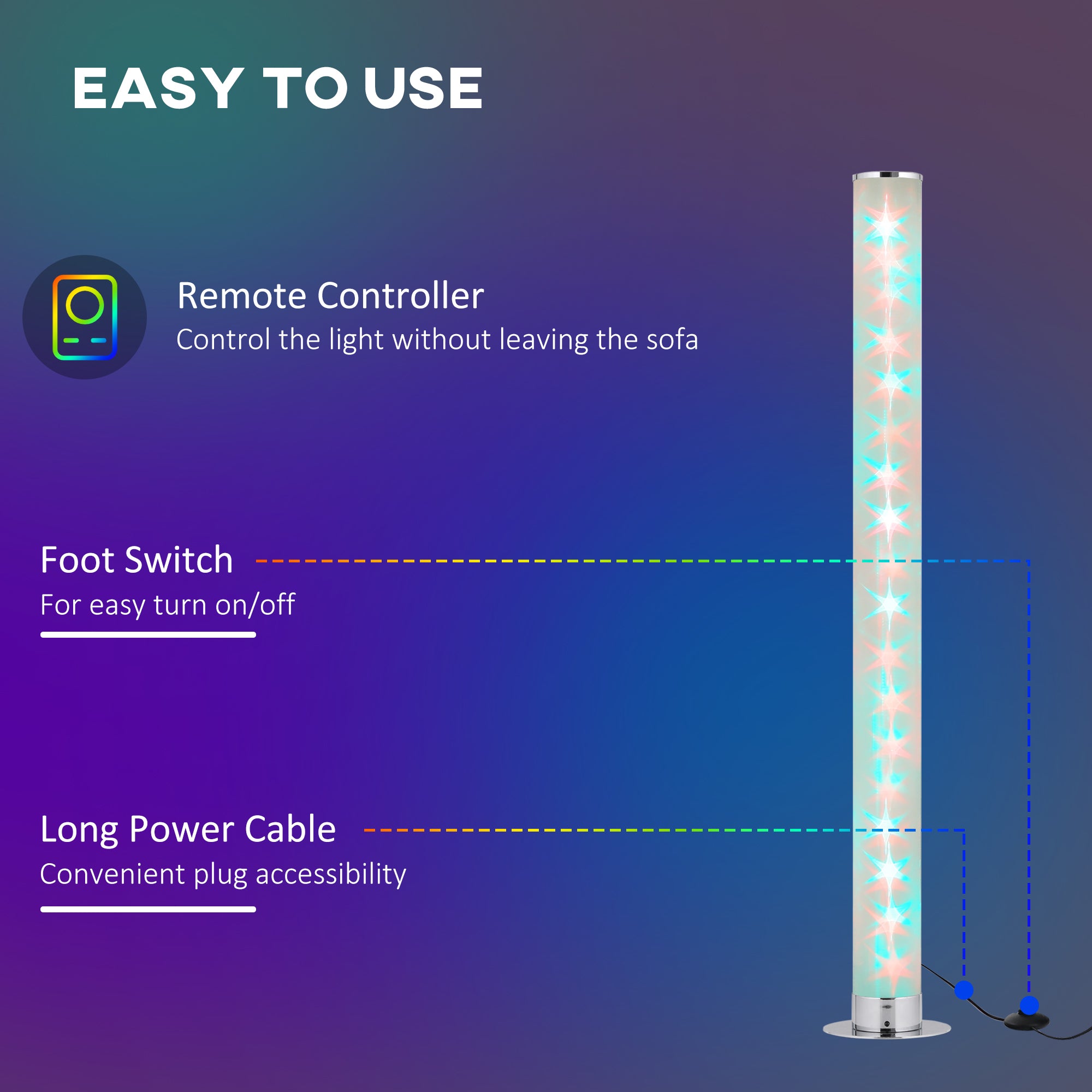 Kozy RGB Floor Lamp, Dimmable Corner Lamp with Remote Control & 16 Colours Effects, LED Modern Mood Lighting for Living Room Bedroom Gaming Room, Max Power 5W