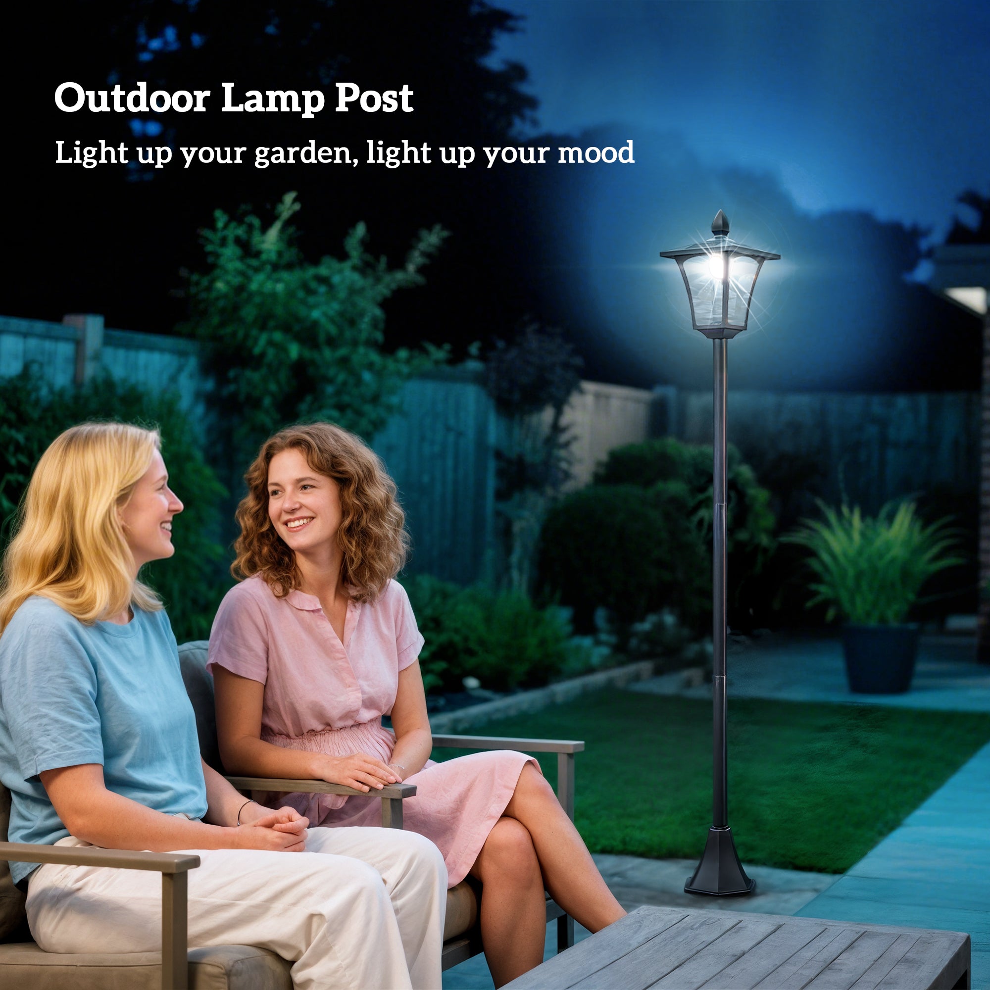 Kozy Outdoor Garden Solar Post Lamp Sensor Dimmable LED Lantern Bollard Pathway 1.6M Tall – Black