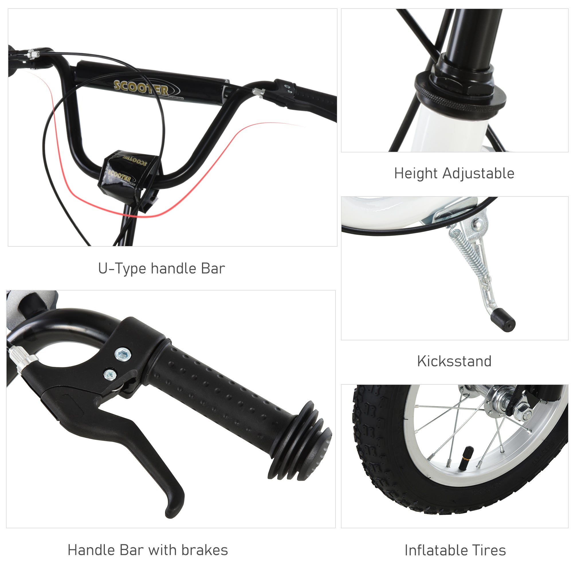 Kozy Dual Brakes 12" Metal frame Kick Scooter adjustable black