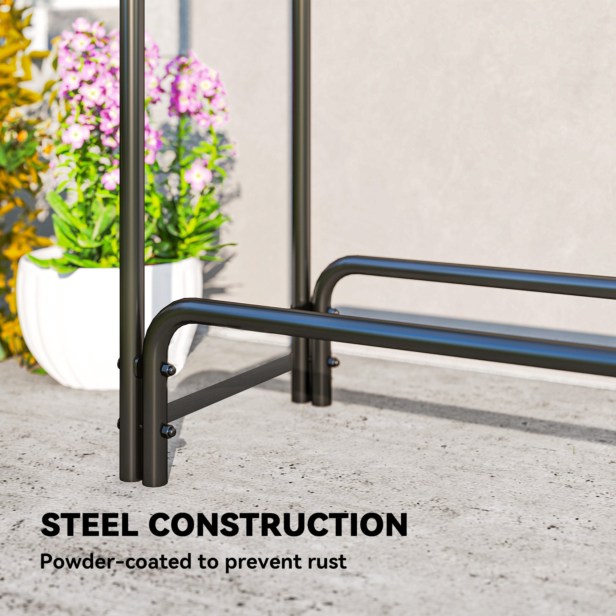 Kozy - Firewood Rack with Waterproof Cover, Heavy Duty Metal Log Store Indoors, Log Storage Holder for Outdoor Indoor Fireplace, 300 x 36 x 99 cm, Dark Green