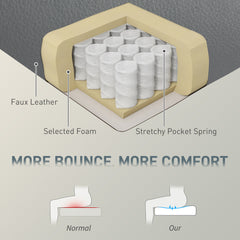 Kozy Big and Tall Office Chair 180kg with Spring Cushion, PU Leather - Grey