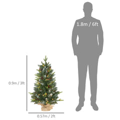 Kozy - Set of Two 3ft Christmas Trees, with Lights, Berries and Pinecones