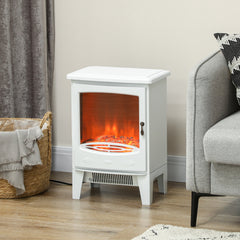 Kozy - Tempered Glass Casing Electric Fireplace, Freestanding Electric Fire with Realistic Flame Effect, Log Burner with Overheat Protection, 950w/ 1850W, White