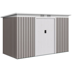Kozy Corrugated Garden Metal Storage Shed Outdoor Equipment Tool Box with Kit Ventilation Doors 9x 4FT Light Grey