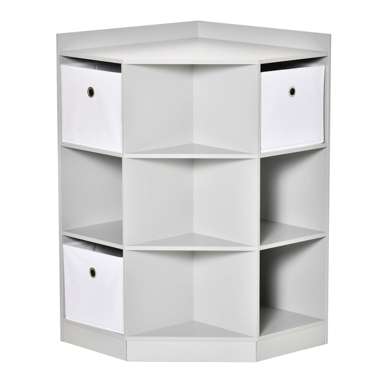 HOMCOM Kids Storage Cabinet Corner Toy Storage Organizer Bookcase for Children's Play Room/Bedroom w/ Anti-tipping Hardware Drawers, Grey | Aosom UK