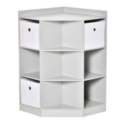 HOMCOM Kids Storage Cabinet Corner Toy Storage Organizer Bookcase for Children's Play Room/Bedroom w/ Anti-tipping Hardware Drawers, Grey | Aosom UK
