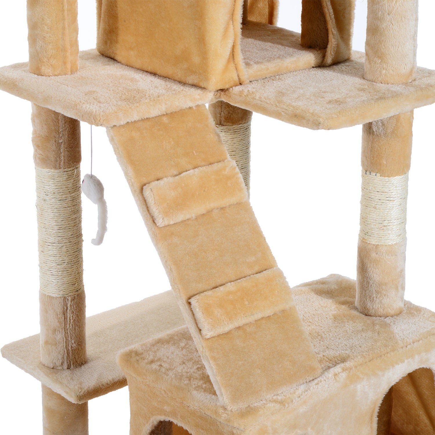 PawHut Deluxe Cat Tree, Kitten Scratching Post, Climbing Tower Activity Centre, Plush, Cream