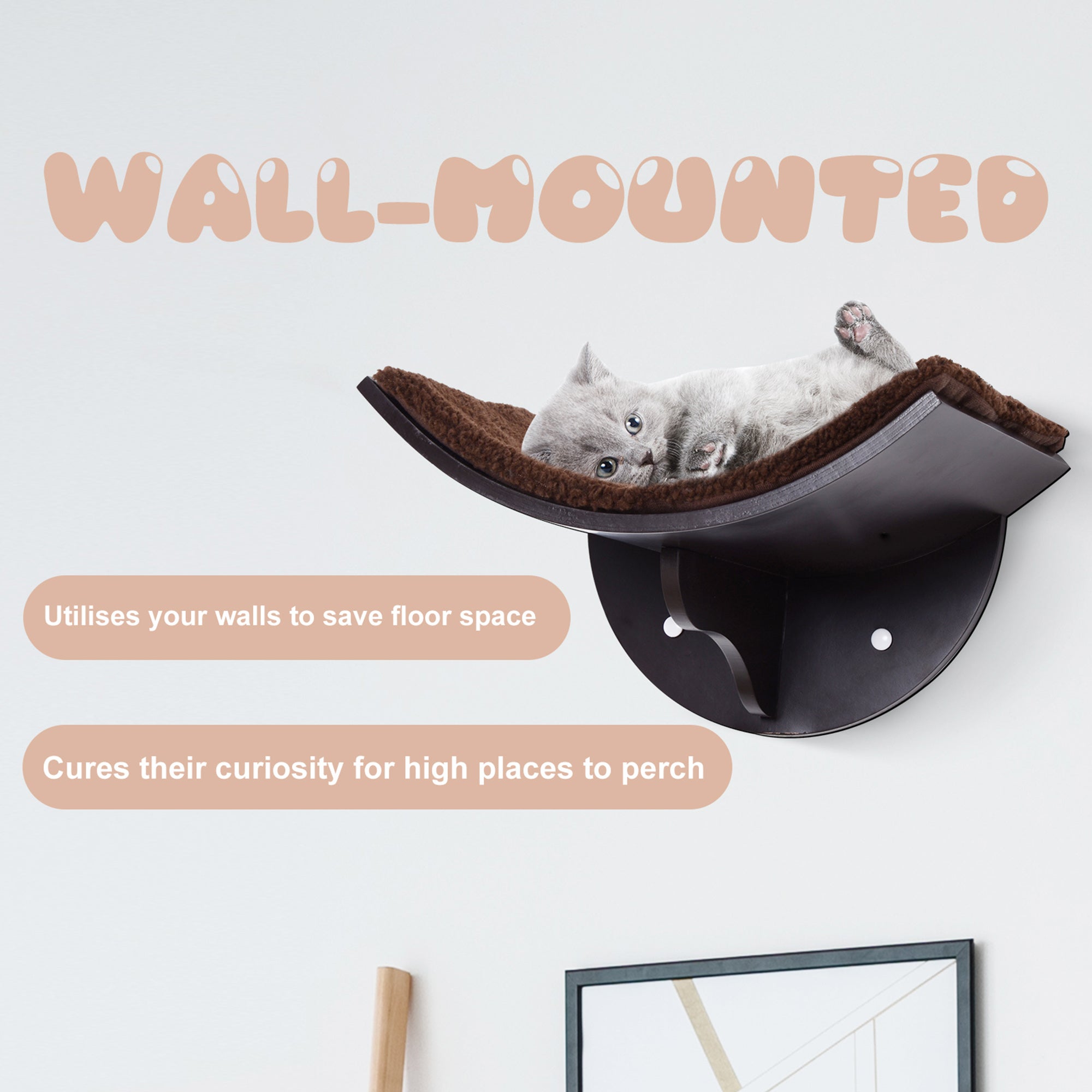 PawHut Cat Shelf Bed, Wall