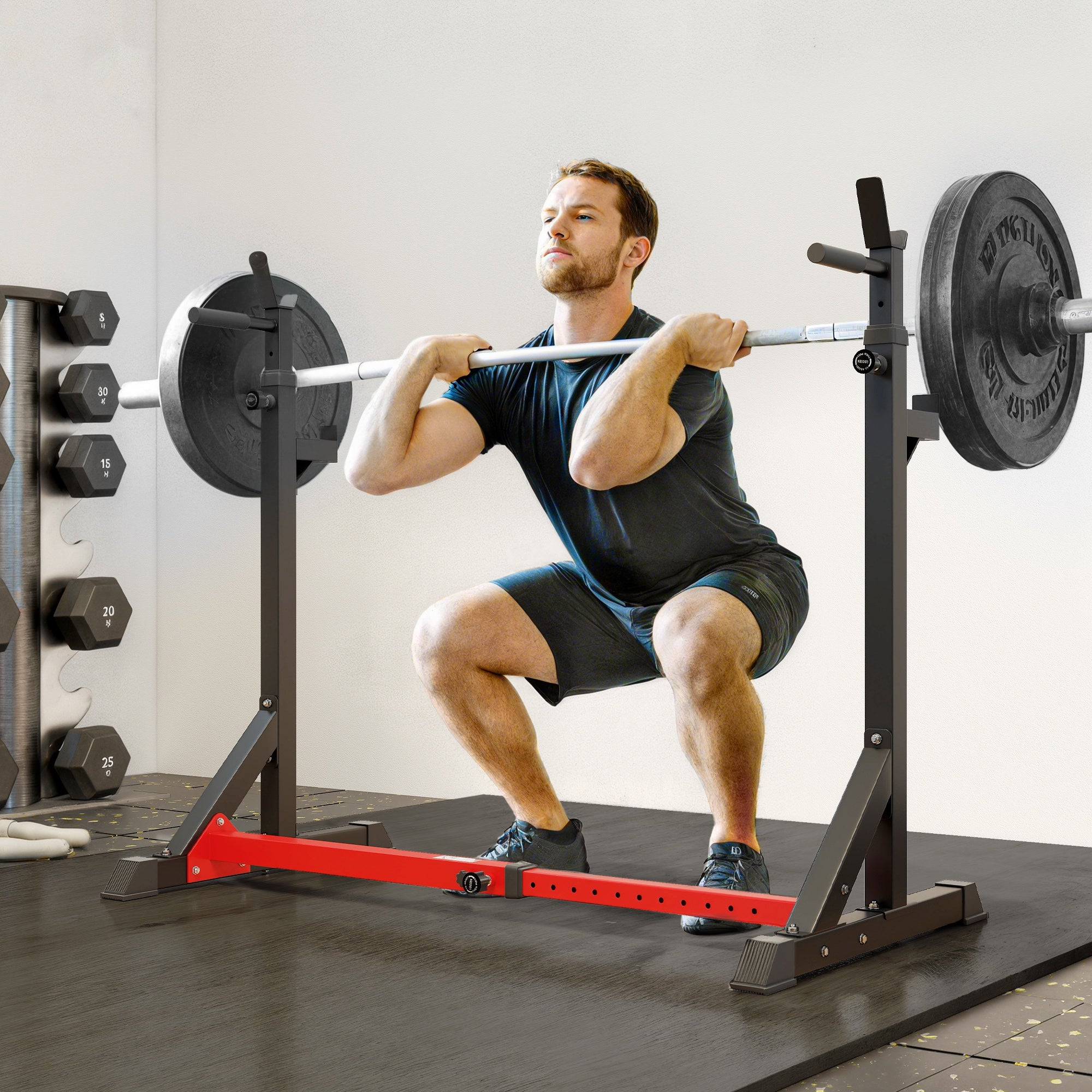 Kozy Barbell Rack, Width and Height Adjustable Dip Stand, Bench Press Rack for Home Gym Weight Lifting Fitness Workout, Max Load 150kg