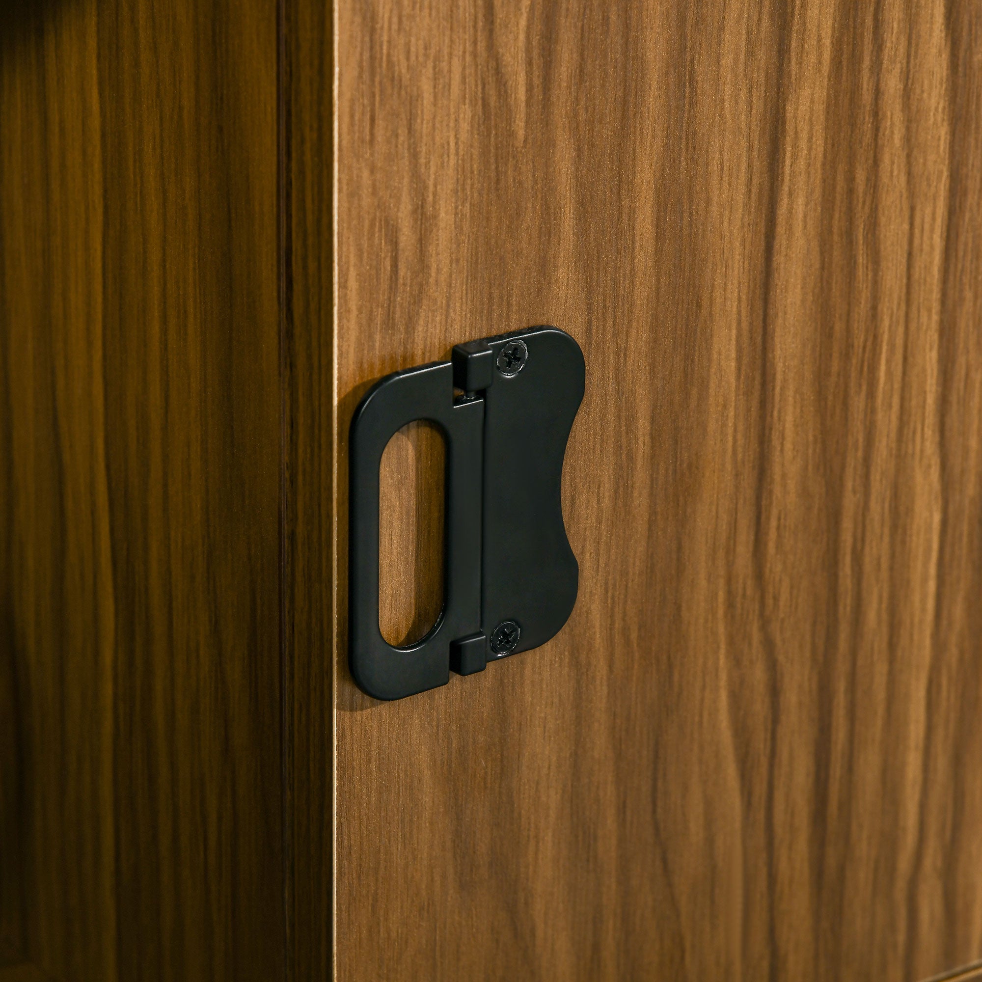 Kozy Modern 4-Tier Bookshelf, Freestanding Bookcase with Storage Shelving and Closed Cabinet, for Living Room Home Office Study, Walnut Brown