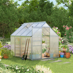 Kozy 190 x 253 cm Walk-In Polycarbonate Greenhouse - Silver-Tone