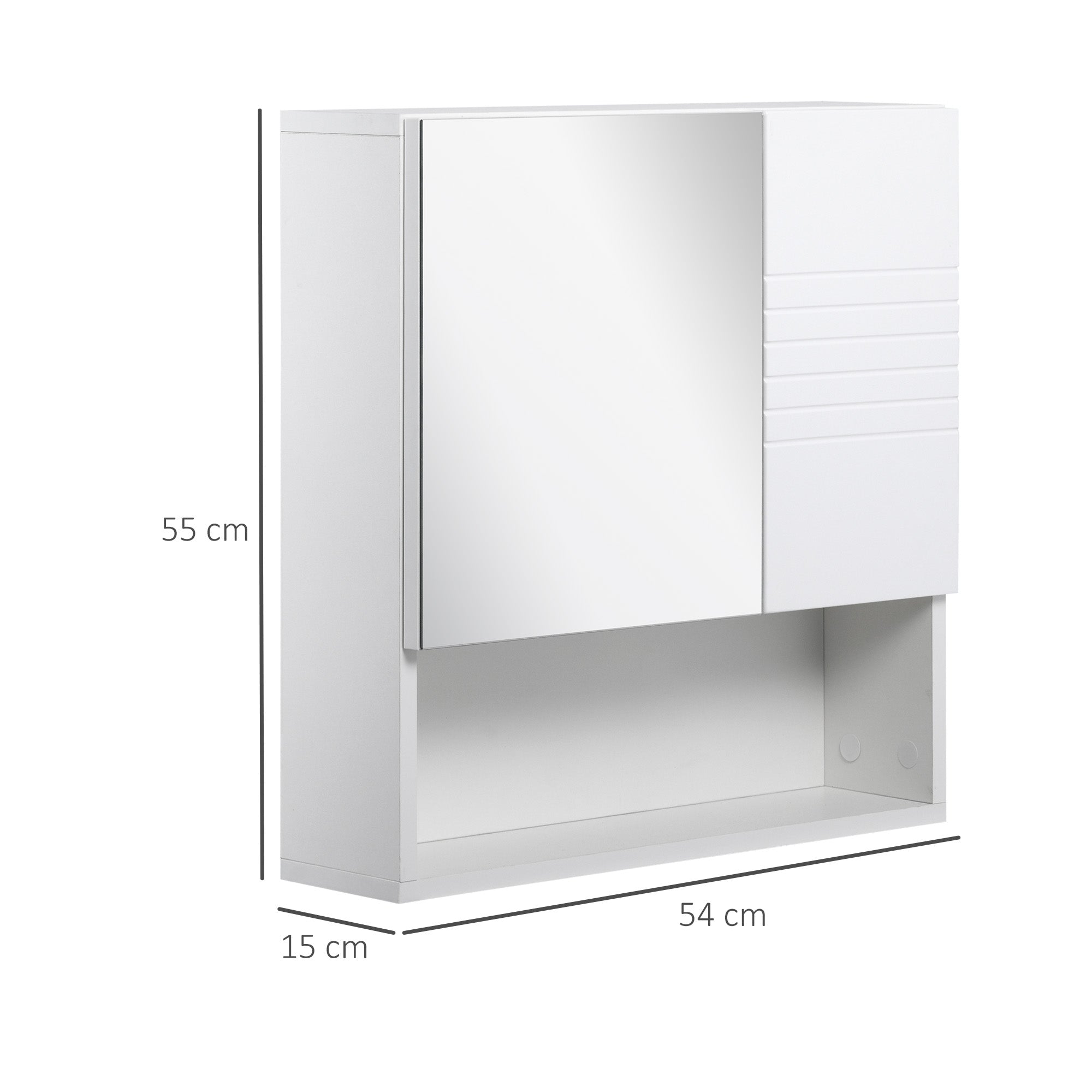 Kozy Bathroom Mirror Cabinet Wall-Mounted Storage w/ Double Door Adjustable Shelf - White