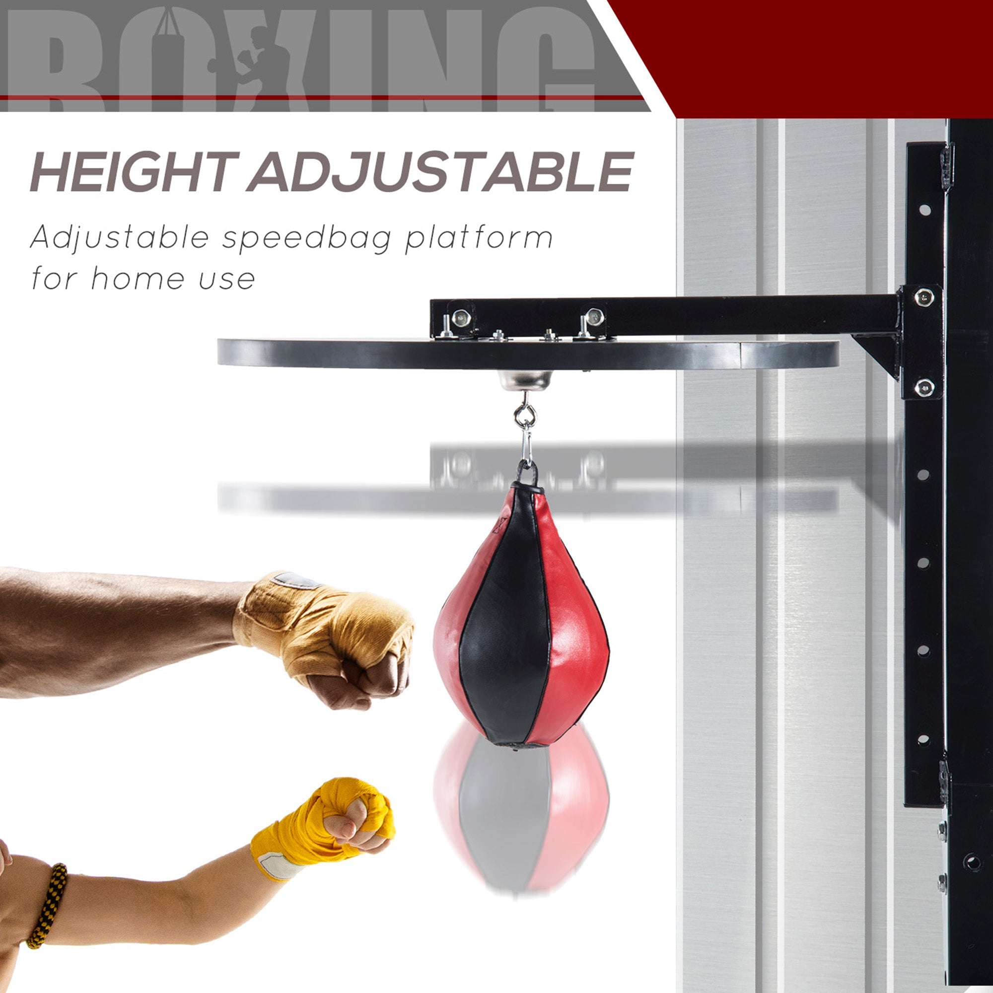 HOMCOM Speedball Platform with Punch Bag, Swivel Bracket for MMA Training & Workout, Includes Ball | Aosom UK