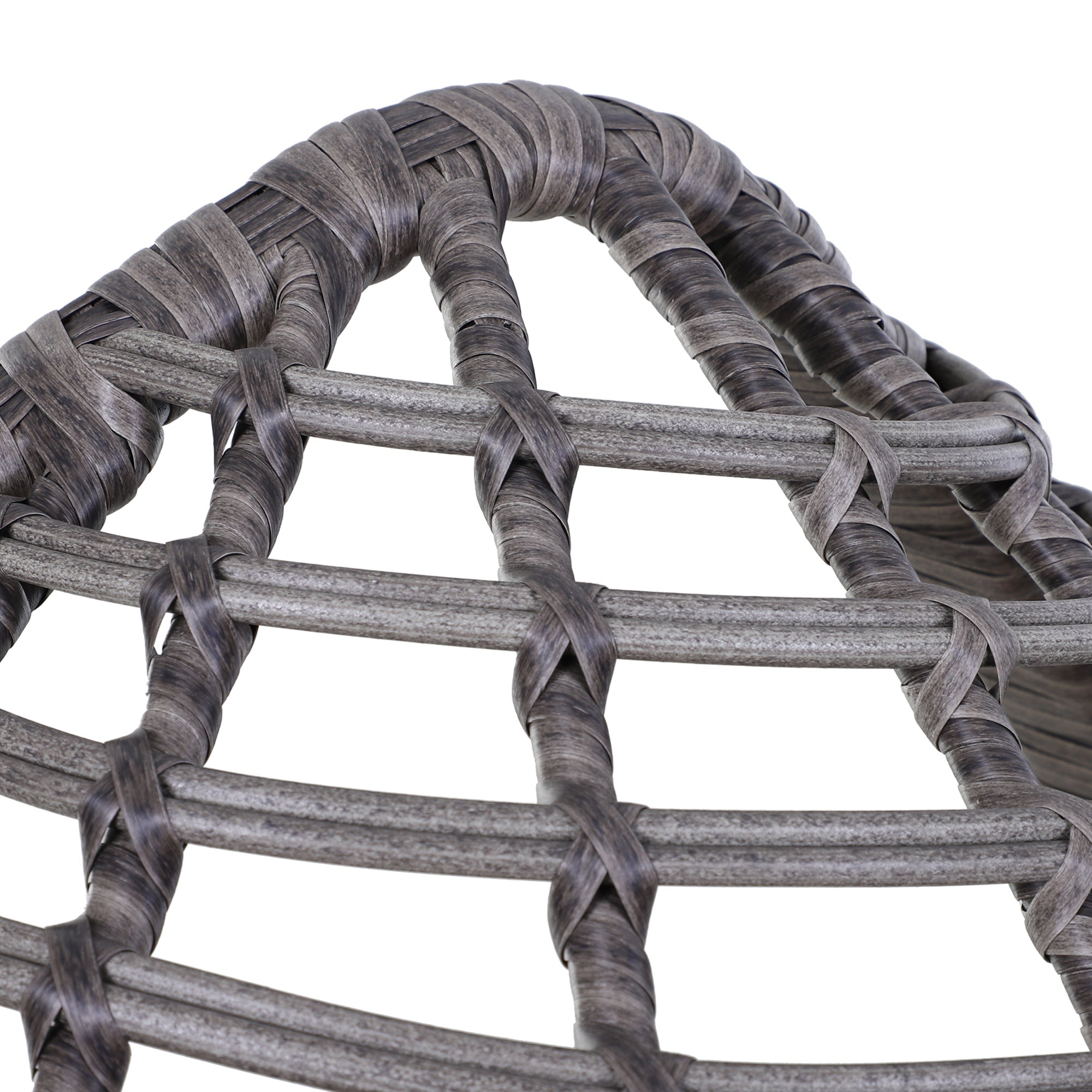 Kozy Garden Egg Chair, Teardrop Outdoor PE Rattan Chair with Full-body Soft Padded Cushion, Grey