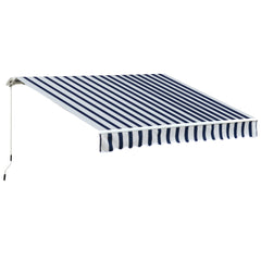 Kozy Manual Retractable Awning, 3.5x2.5 m-Dark Blue/White Stripes
