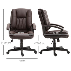 HOMCOM Swivel Executive Office Chair Mid Back Faux Leather Computer Desk Chair for Home with Double