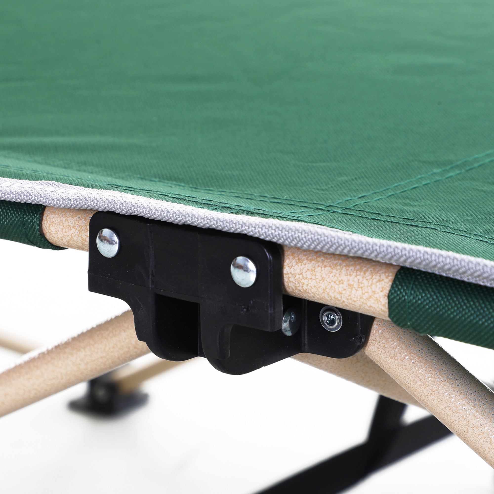 Kozy Single Person Camping Bed Folding Cot Outdoor Patio Portable Military Sleeping Bed Travel Guest Leisure Fishing with Side Pocket and Carry Bag - Green