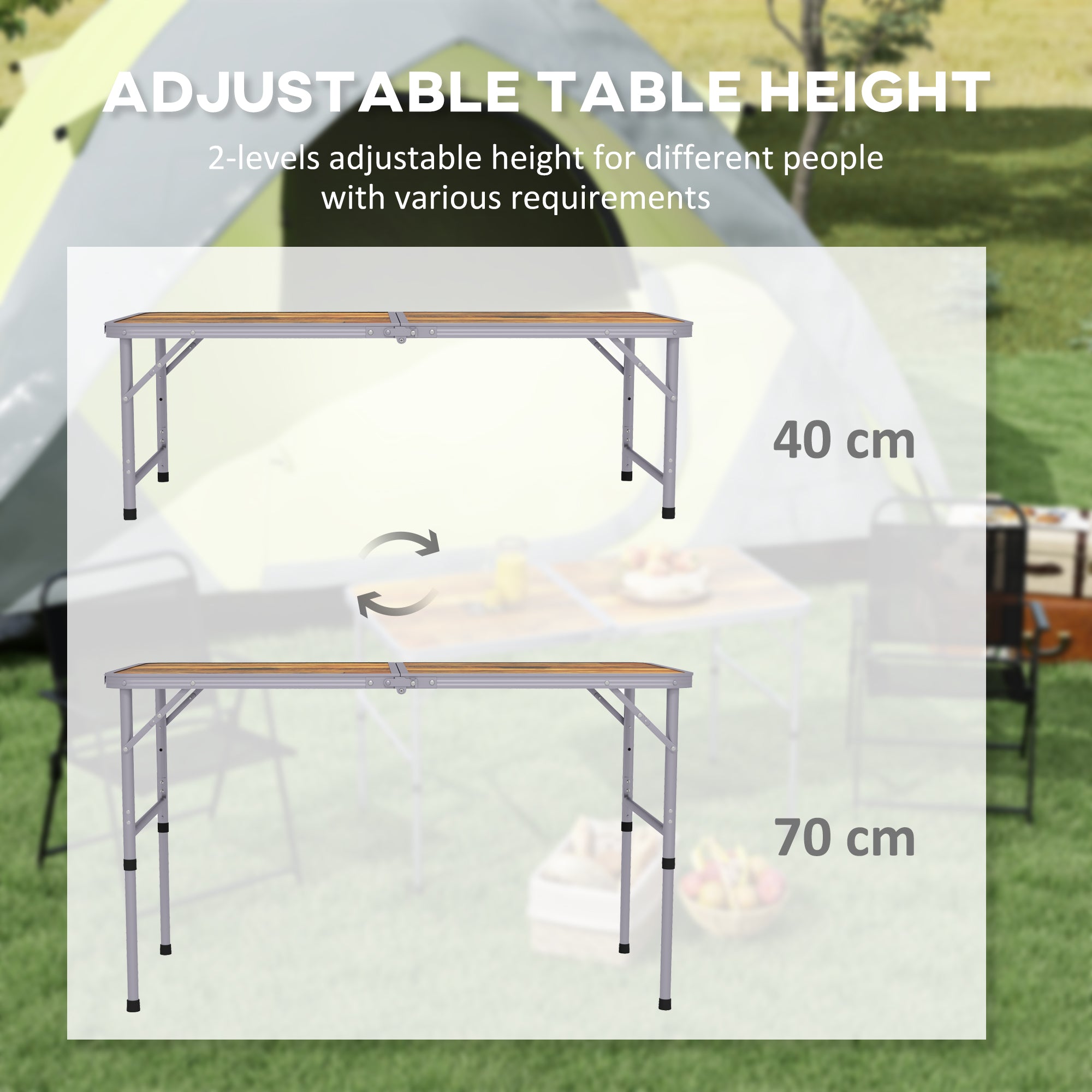 Kozy 3ft Folding Camping Table Height Adjustable Aluminium Outdoor Garden Party Picnic BBQ Trestle Table Field Kitchen