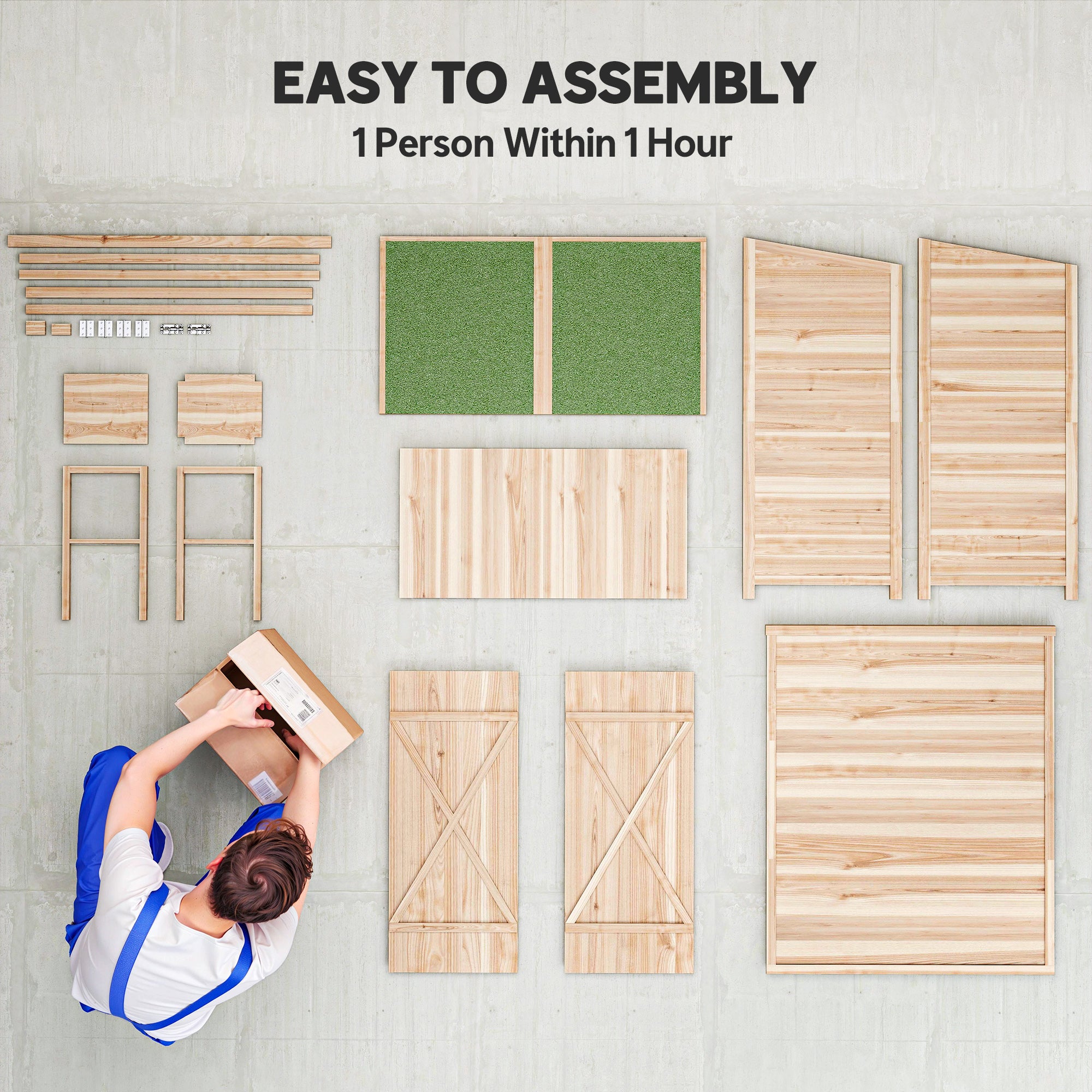 Kozy 140 x 75 Fir Wood Garden Shed, with Asphalt Roof - Natural