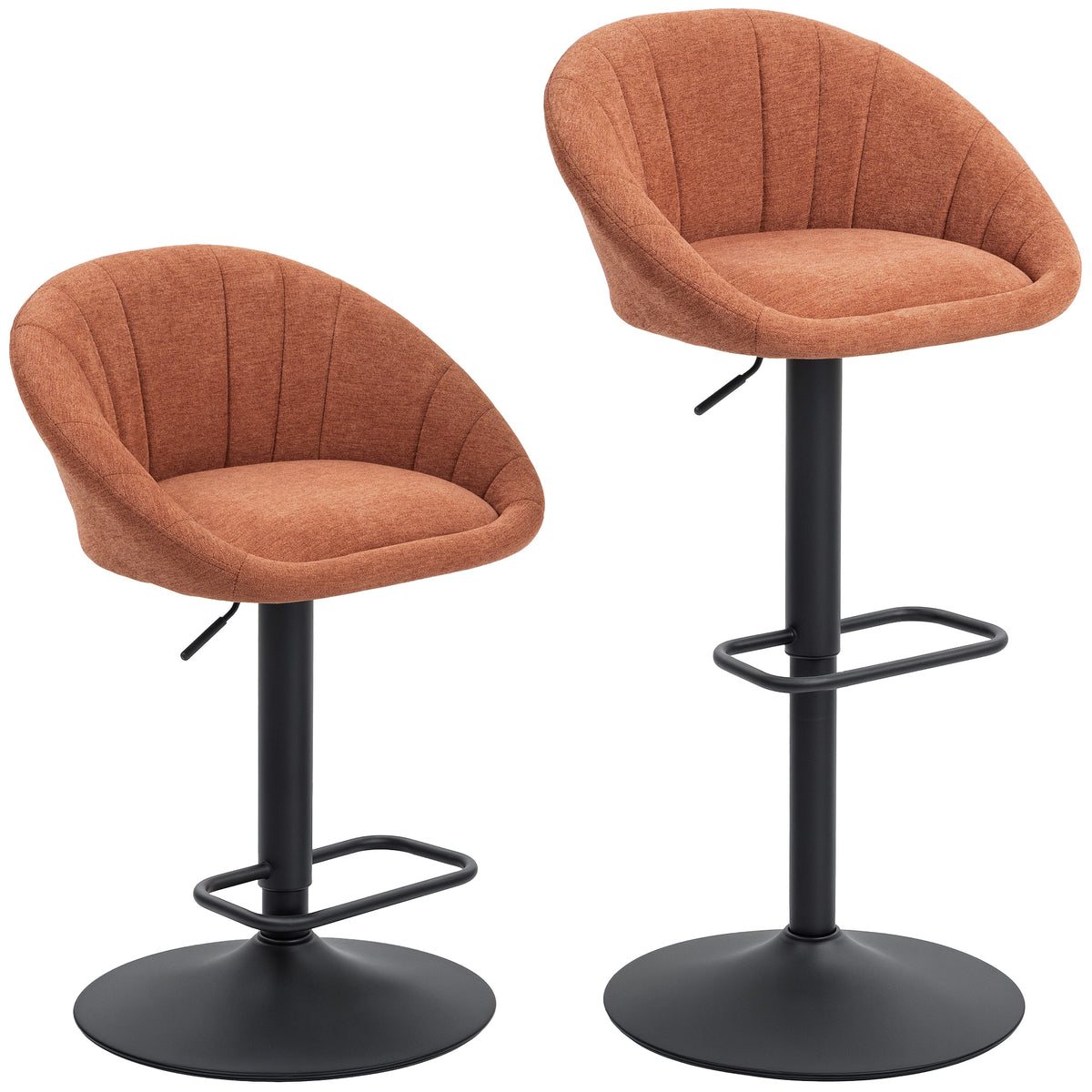 Kozy - Set of Two Relaxed Tub Bar Stools - Orange