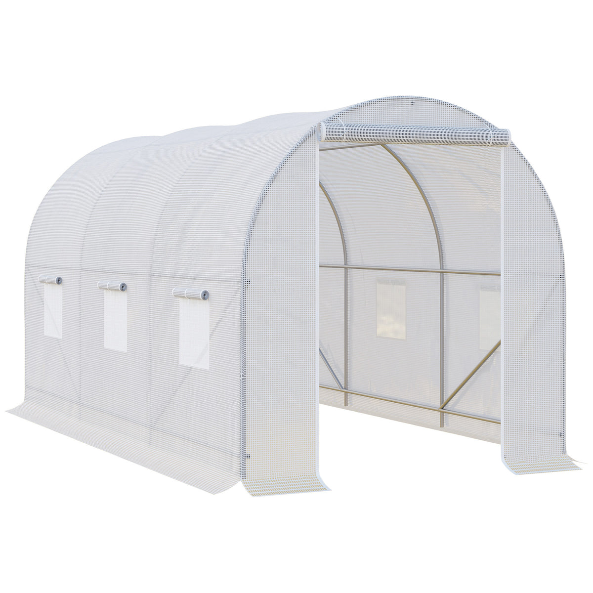 Kozy 3.5 x 2 x 2 m Polytunnel Greenhouse, Walk-in Green House for Garden with Mesh Windows, Galvanised Steel Frame, White
