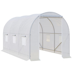 Kozy 3.5 x 2 x 2 m Polytunnel Greenhouse, Walk-in Green House for Garden with Mesh Windows, Galvanised Steel Frame, White